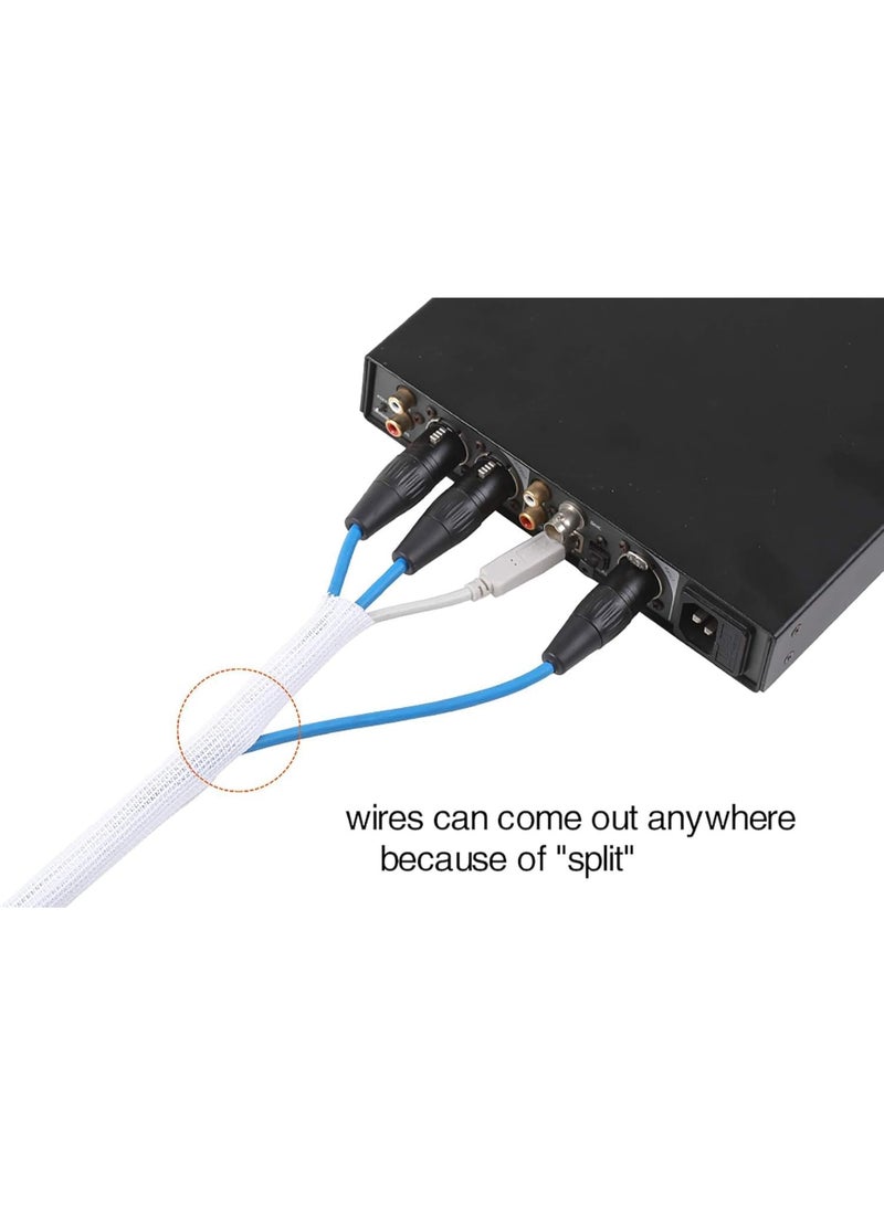 10ft - 1/2 inch Cord Protector Cable Sleeve Split Wire Loom Tubing for Power Cord Audio USB Cable, Cord Sleeve Cable Management for TV Computer, Cord Protectors from Pets Chewing (White) - Image 2